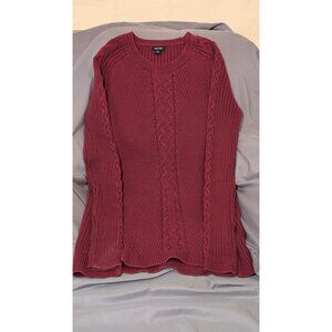 Nautica Burgundy Cable Knit Cotton Sweater